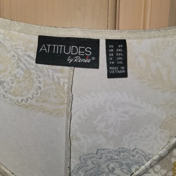 Womens plus sz 2X Attitudes by Renee like new longer sheer hem Shirt - Picture 2 of 7